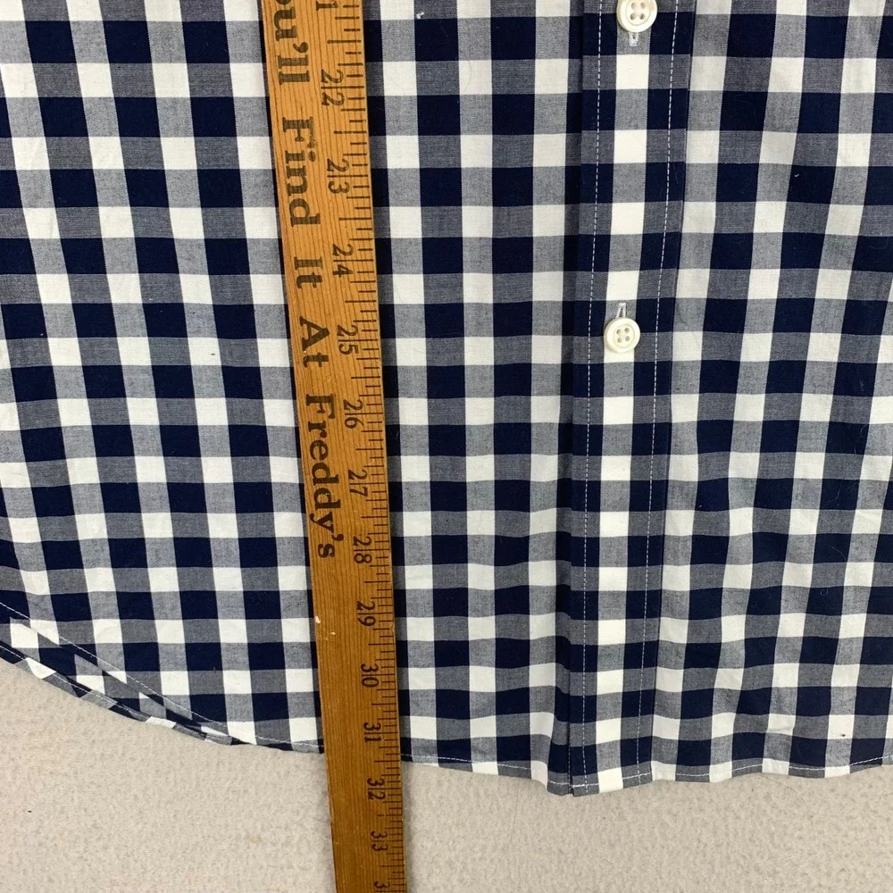 J.CREW Shirt Mens‎ XL Blue Gingham Check Plaid Long Sleeve Slim-Fit Button Up